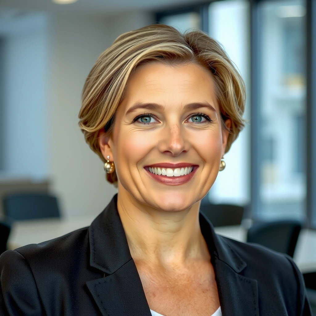 Portrait of a friendly, knowledgeable CEO with a warm smile, conveying leadership and approachability.